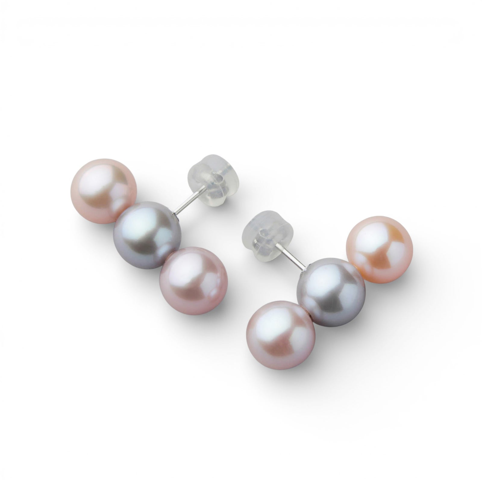 Bubble 淡水真珠 ピアス9mmUP トリプル マルチカラー