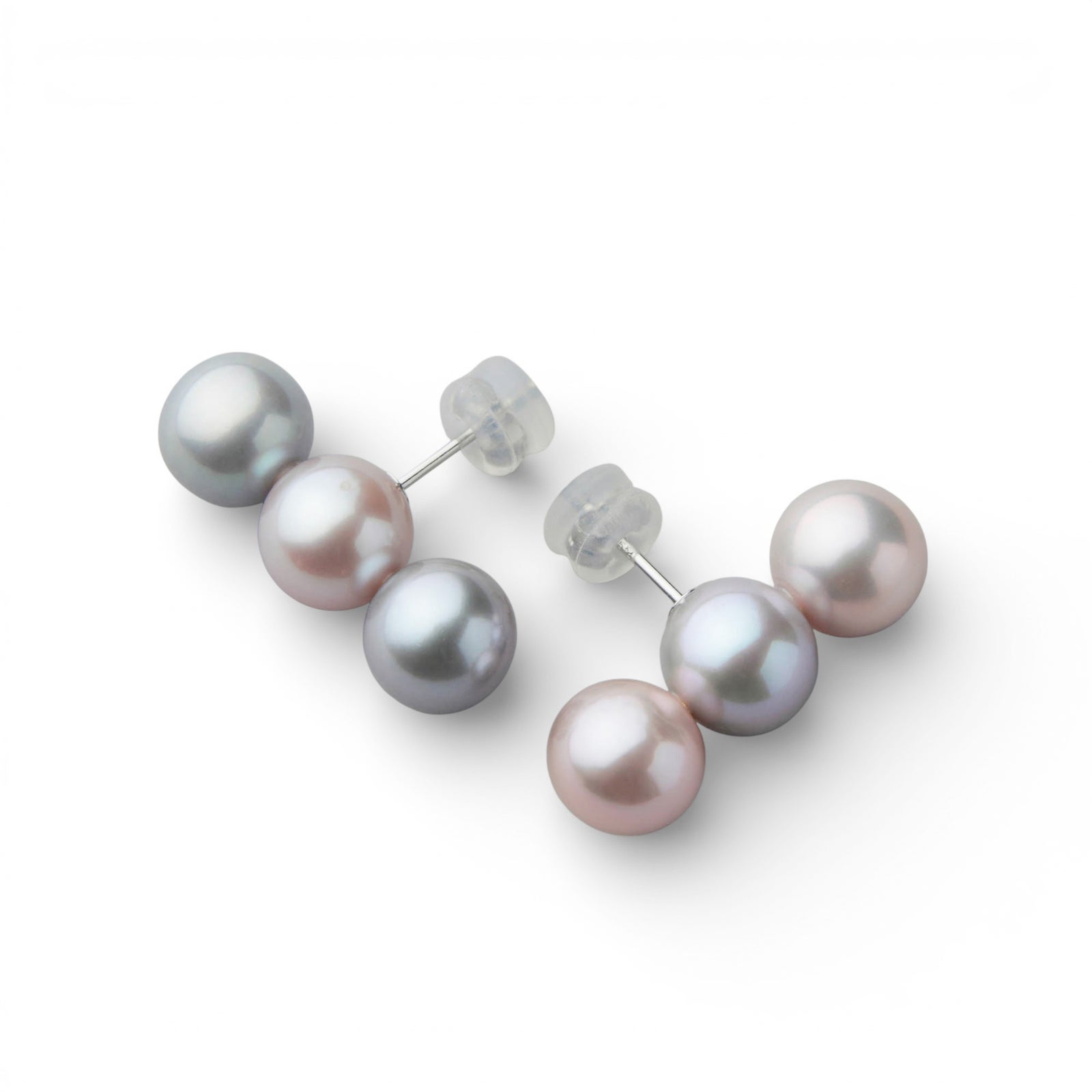 Bubble 淡水真珠 ピアス9mmUP トリプル マルチカラー