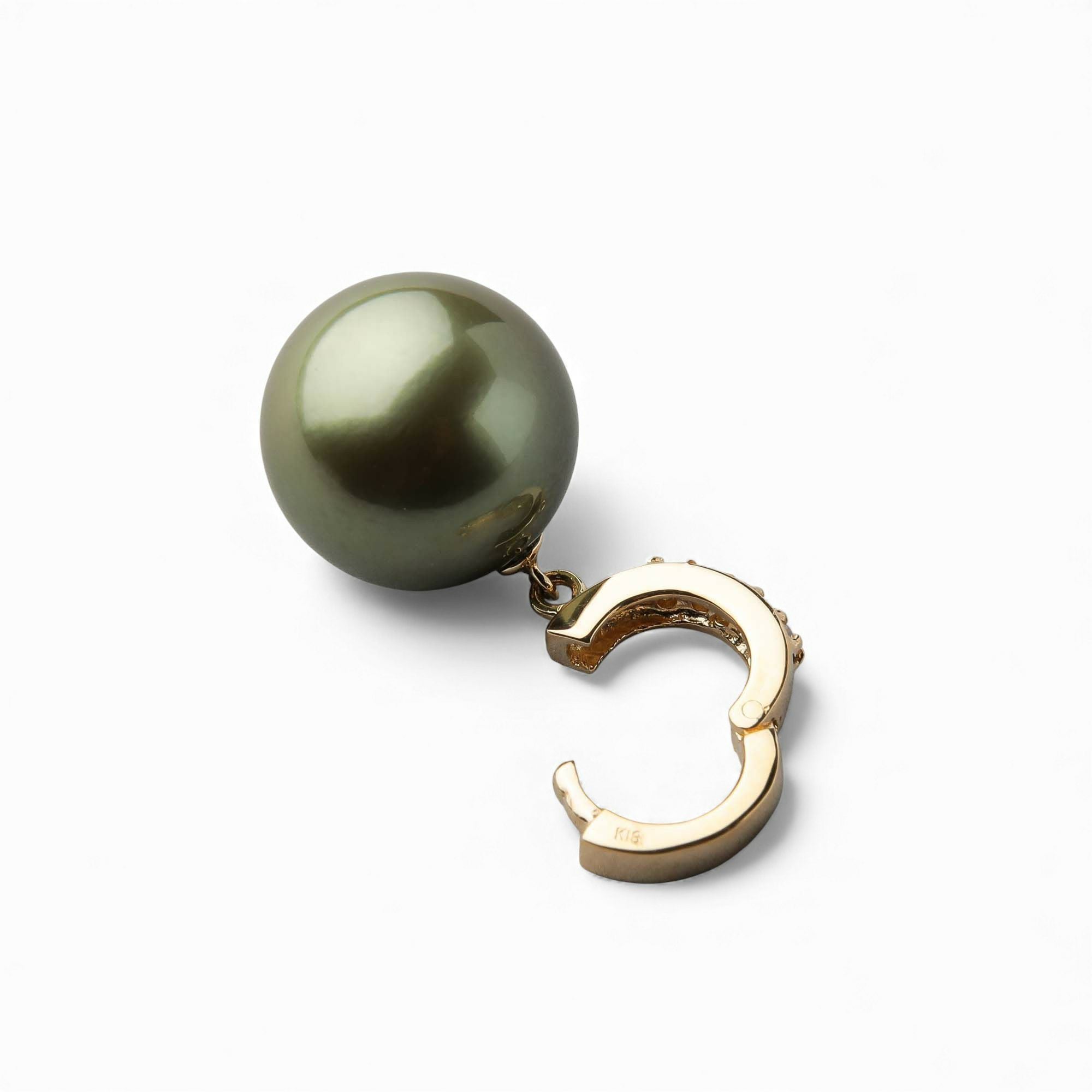 Pistachio タヒチ黒蝶真珠 クリッカー/ペンダントトップ 11mmUP K18YG