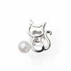 あこや真珠 ブローチ 猫7.0-7.5mm SV925