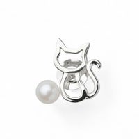  あこや真珠 ブローチ 猫7.0-7.5mm SV925