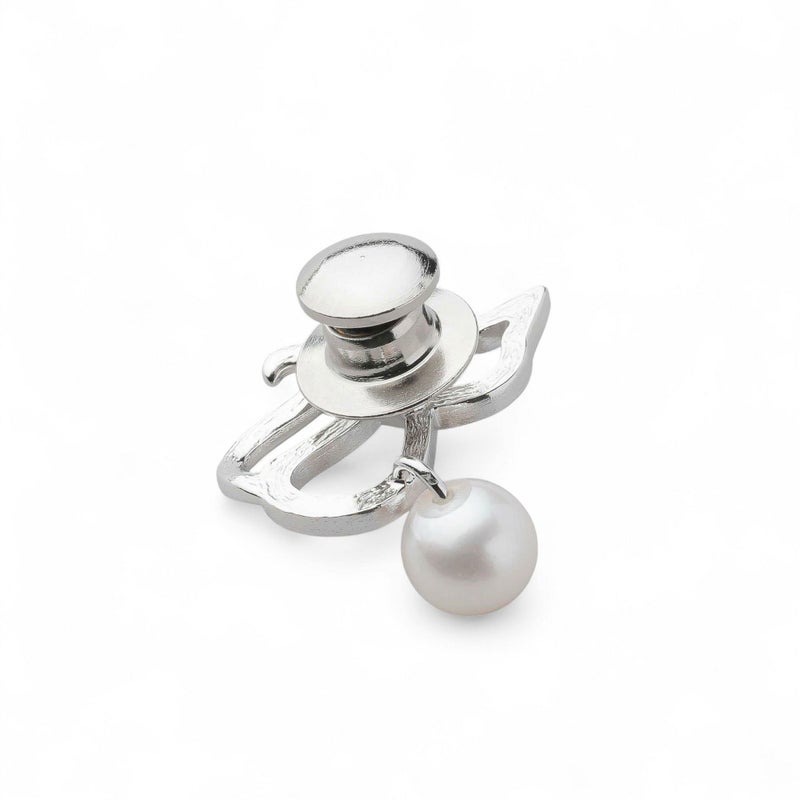  あこや真珠 ブローチ 猫7.0-7.5mm SV925