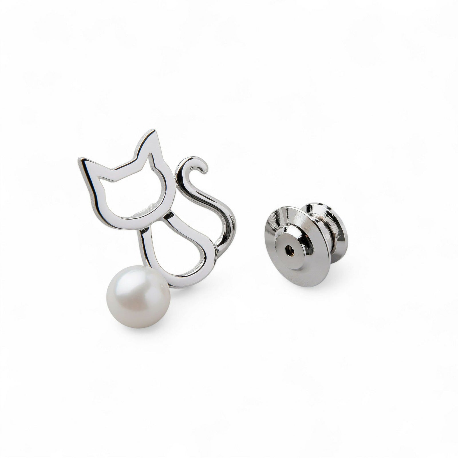  あこや真珠 ブローチ 猫7.0-7.5mm SV925