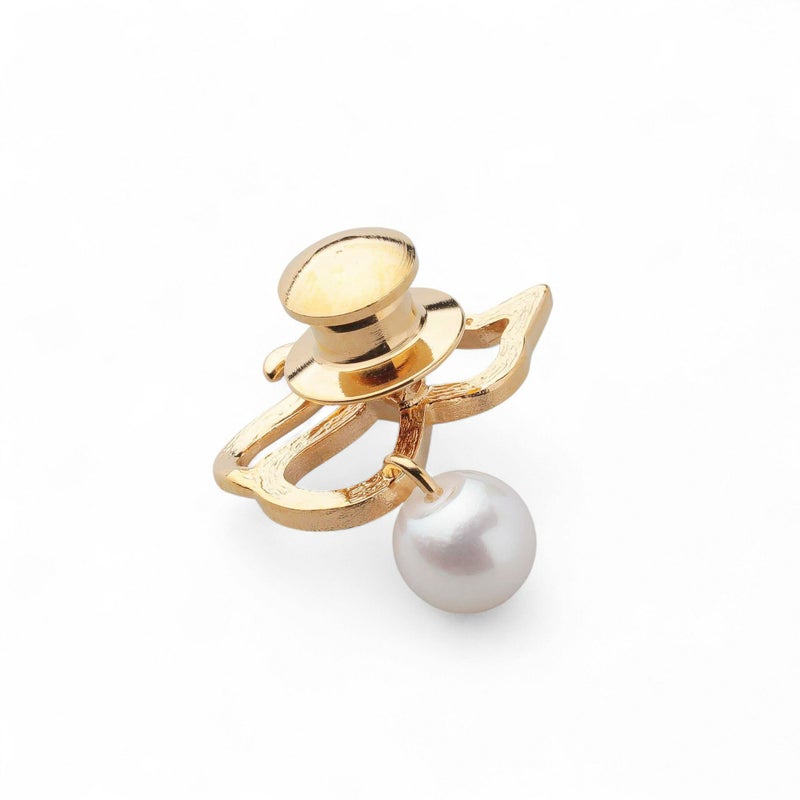 あこや真珠 ブローチ 猫7.0-7.5mm SV925 GP