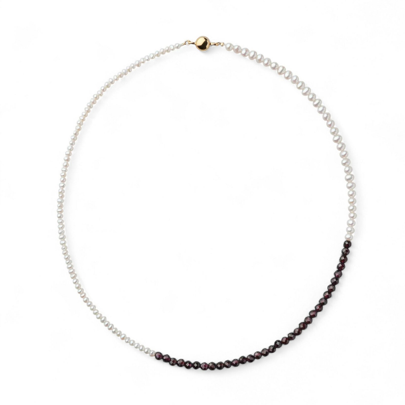 淡水真珠×ガーネット ネックレス　2.5-5.0mm ミックス