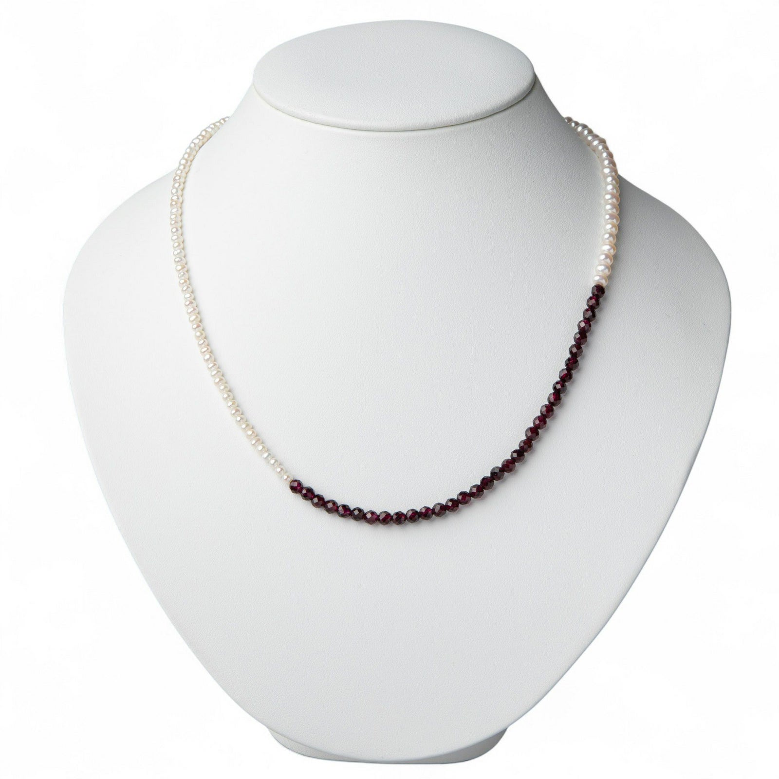 淡水真珠×ガーネット ネックレス　2.5-5.0mm ミックス