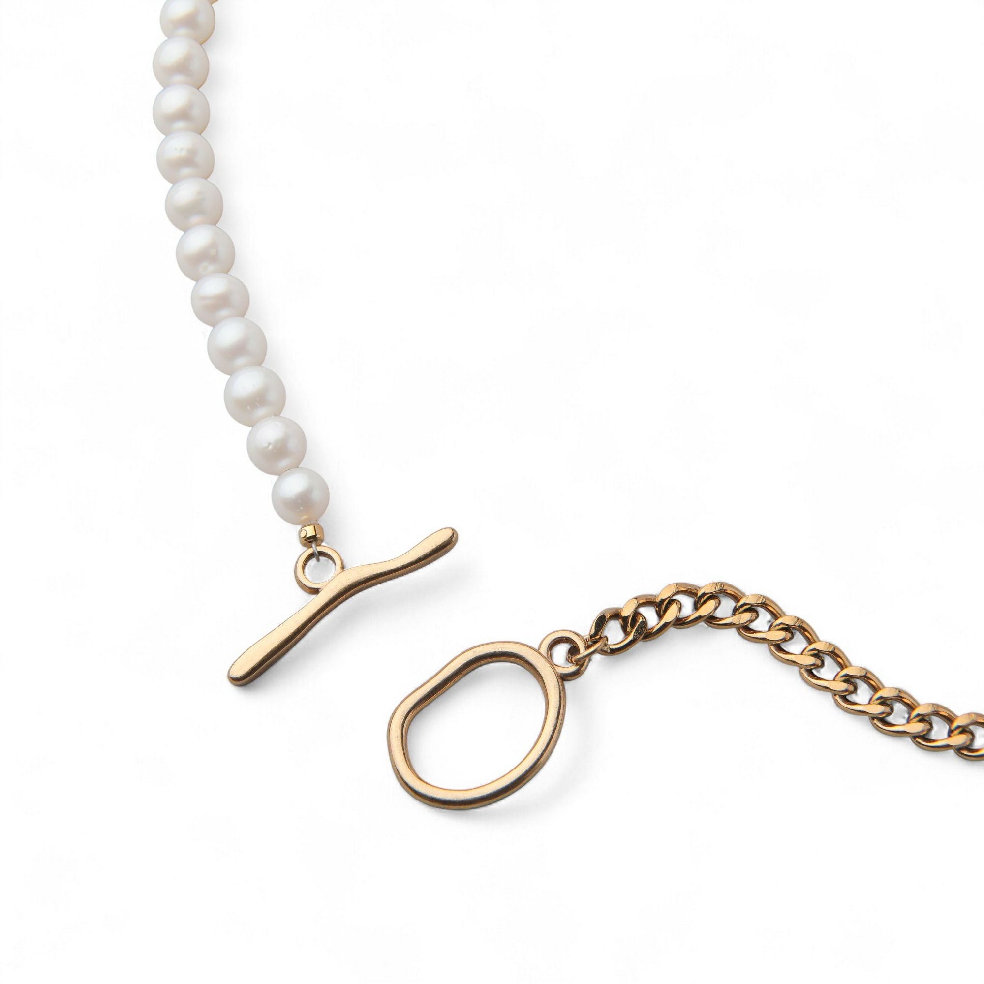 WEB限定】淡水真珠 ハーフチェーンネックレス 6.5-7.0mm SUS316L GP