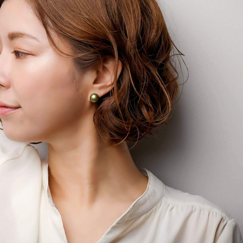 Pistachio タヒチ黒蝶真珠 ピアス　10mm PT900