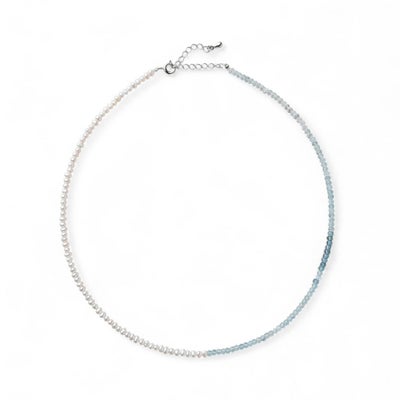 淡水真珠×アクアマリン ネックレス　2.5-3.2mm ハーフ