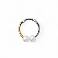 duocolor あこや真珠 2粒イヤーカフ　9mmUP SV925 コンビカラー