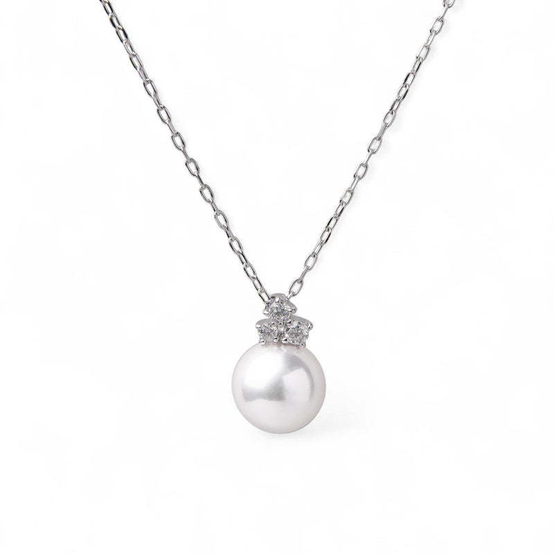 オーロラ花珠真珠 ペンダント8.5-9.0mm K18WG -Premium-