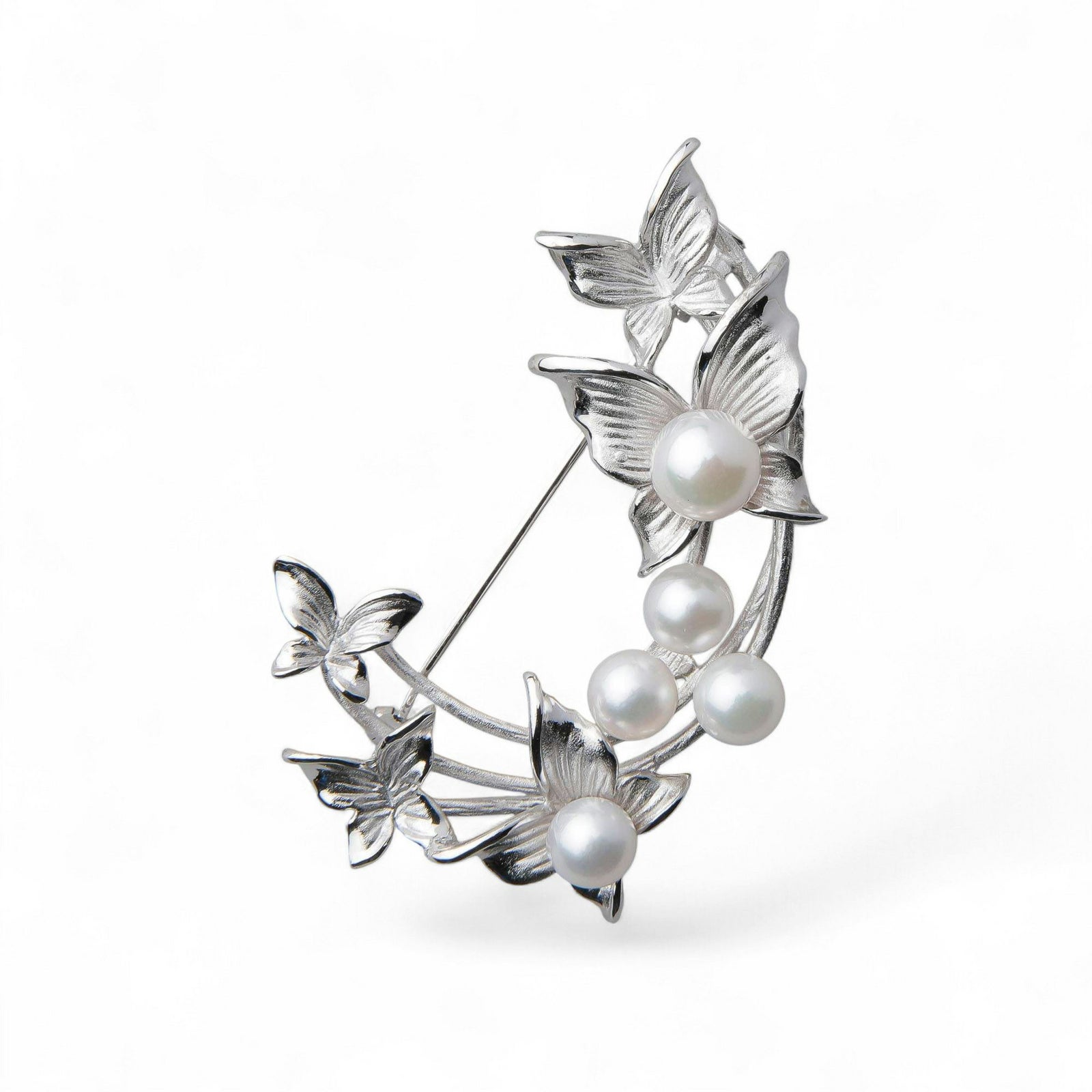 あこや真珠 蝶 ブローチ5.5-7.0mm SV925
