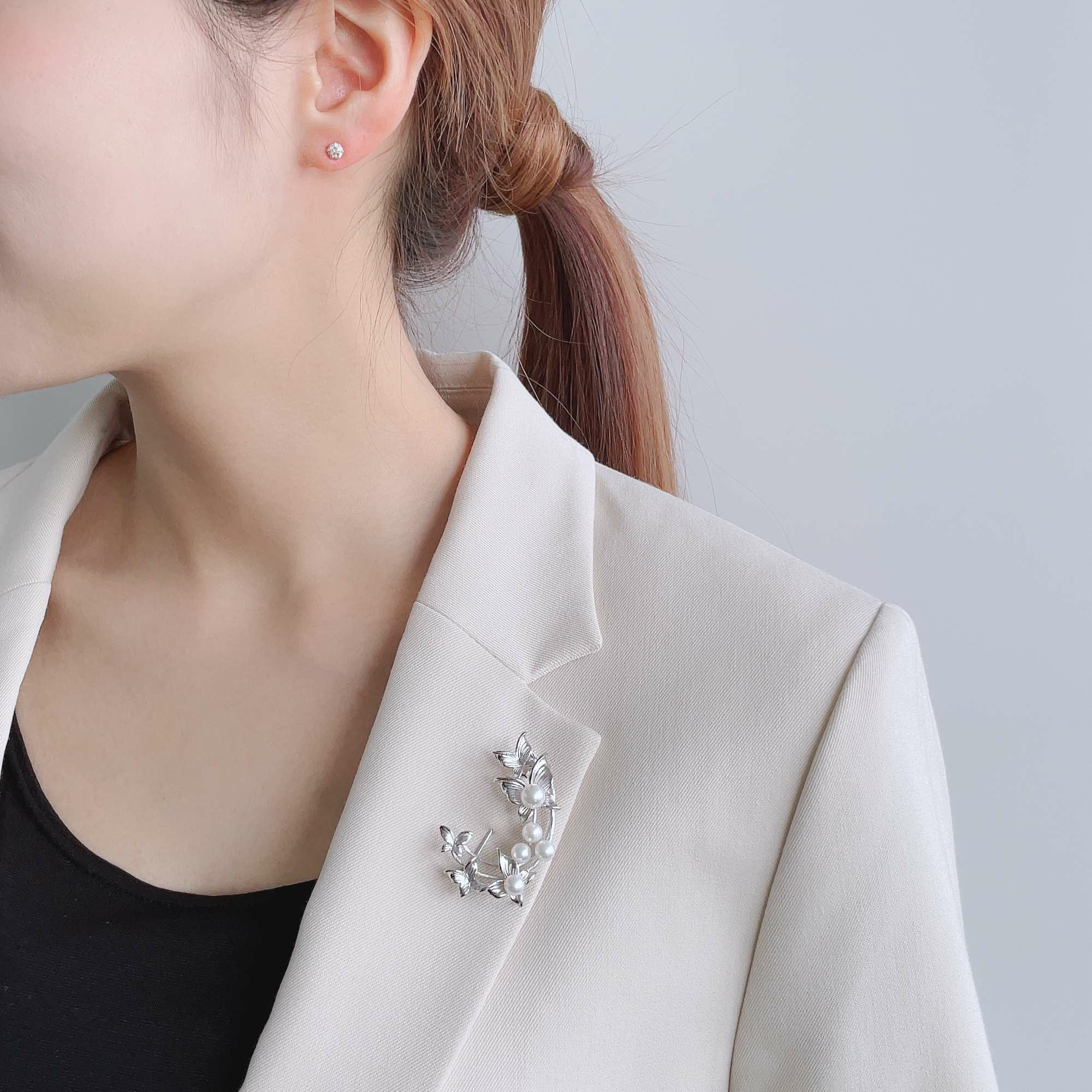 あこや真珠 蝶 ブローチ 5.5-7.0mm SV925 | パールブローチ