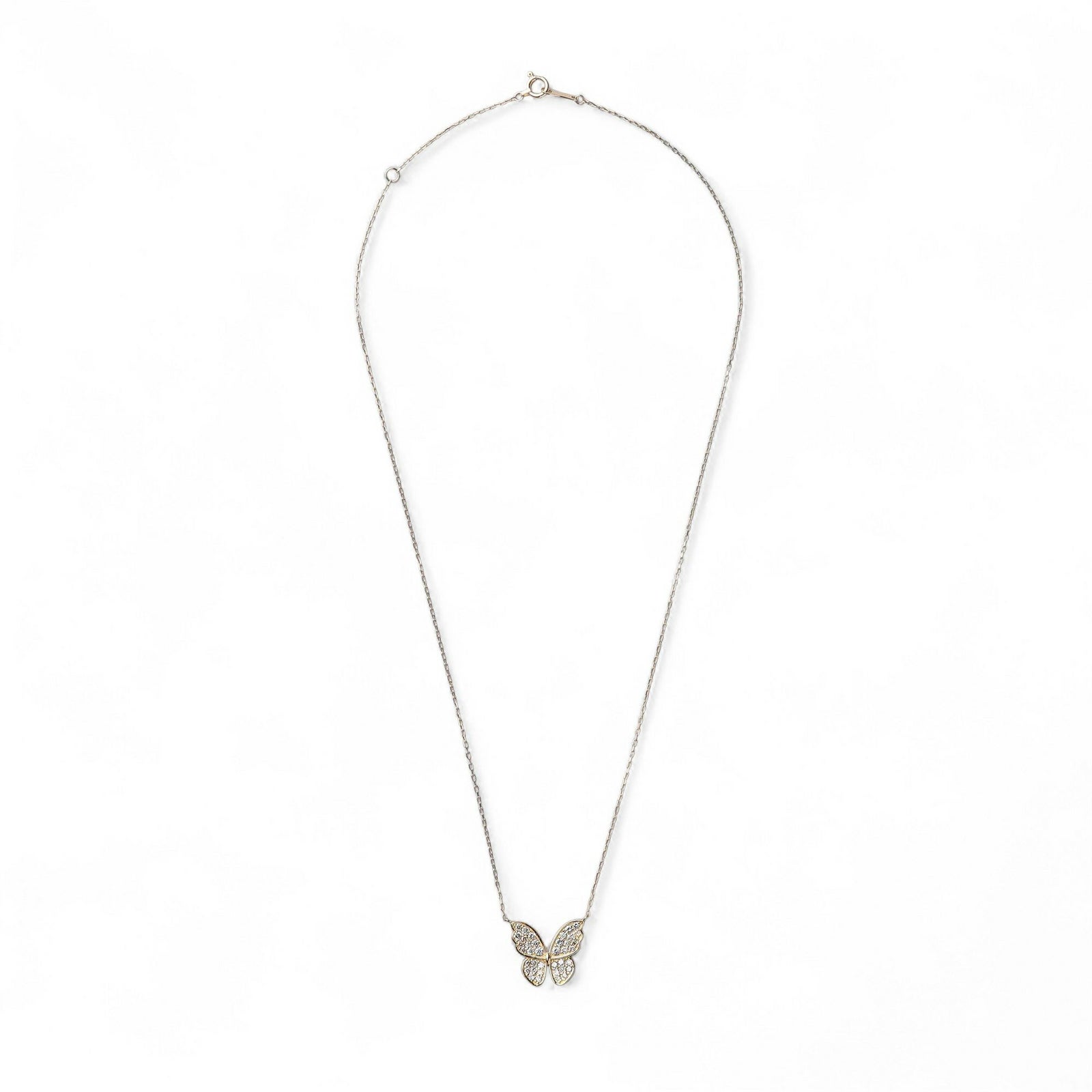 ダイヤモンド 蝶 ペンダントMK18YG　0.50ct 40cm
