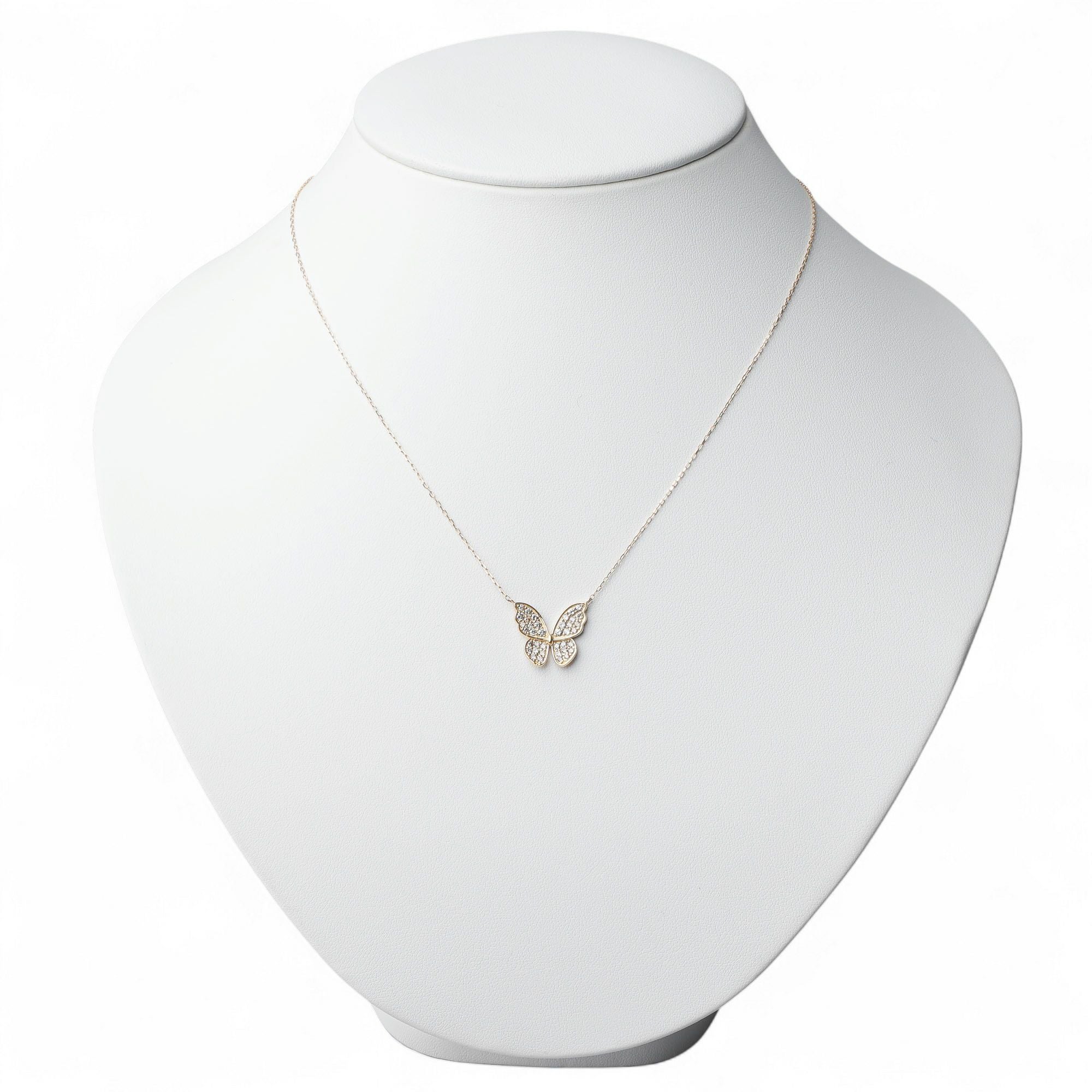 WEB限定】petit amie ダイヤモンド 蝶 ペンダント K18YG 0.50ct 40cm