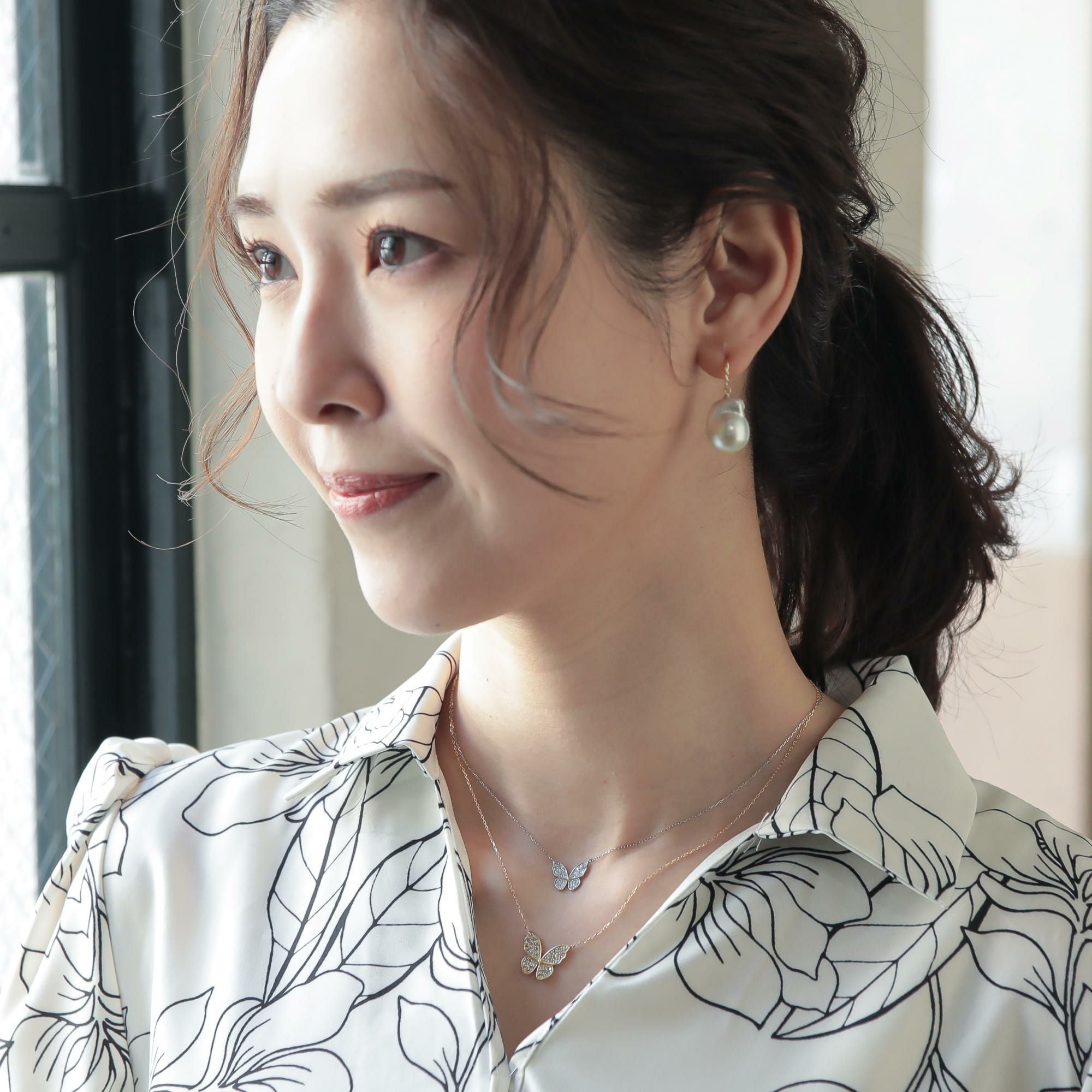 WEB限定】petit amie ダイヤモンド 蝶 ペンダント K18YG 0.50ct 40cm