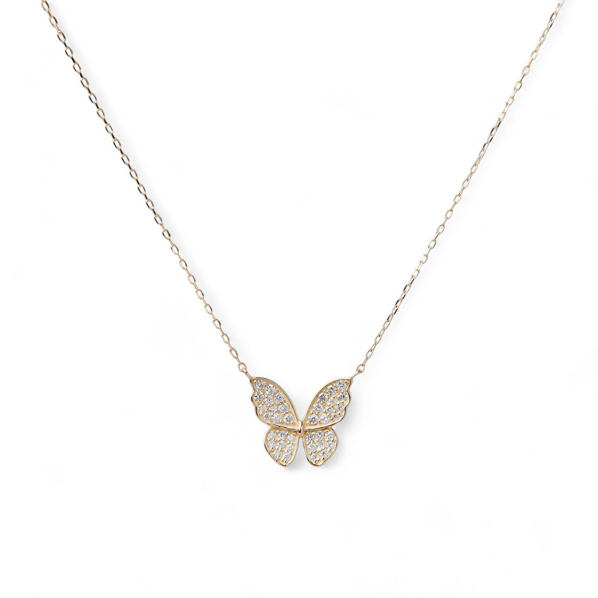 WEB限定】petit amie ダイヤモンド 蝶 ペンダント K18YG 0.20ct 40cm