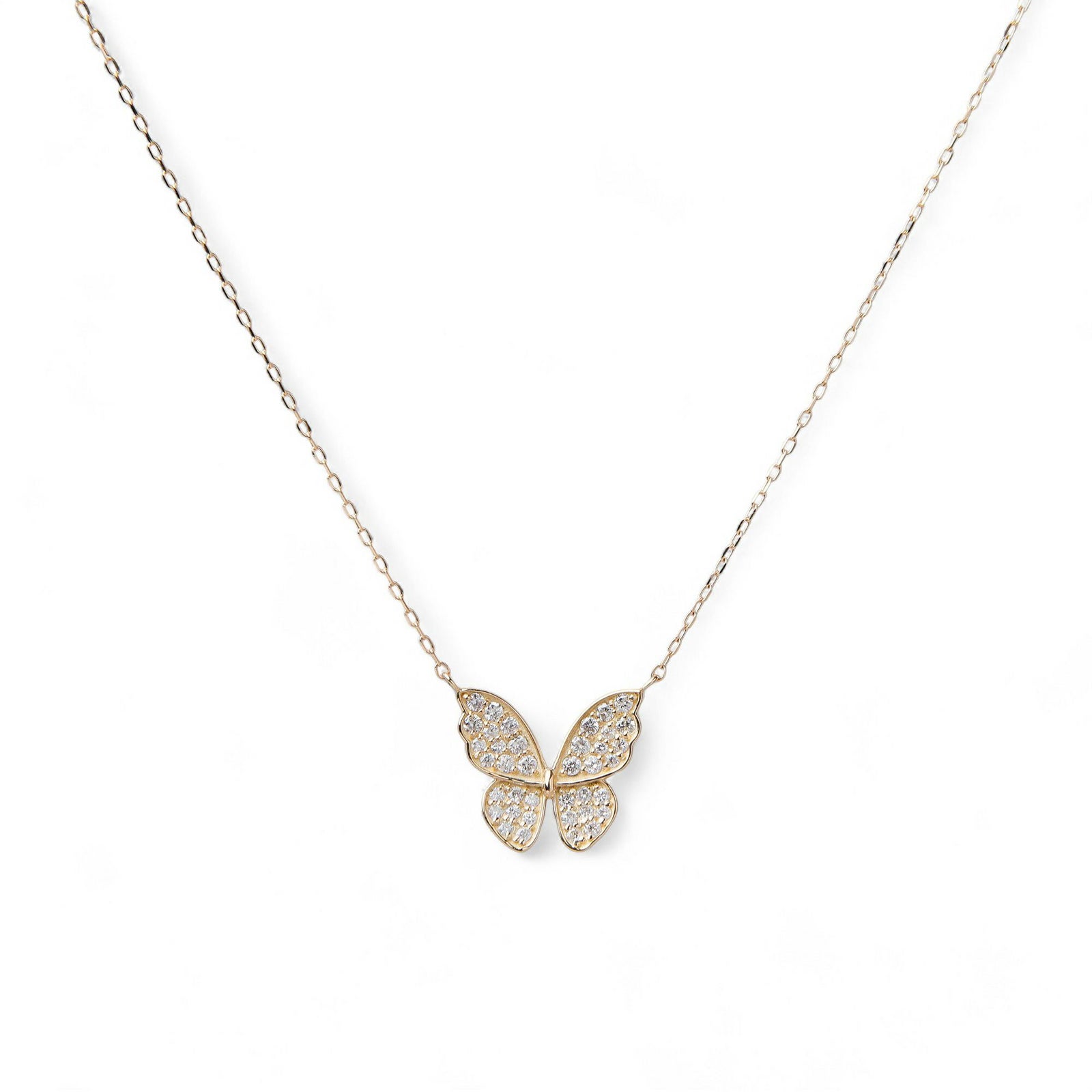 ダイヤモンド 蝶 ペンダントSK18YG　0.20ct 40cm