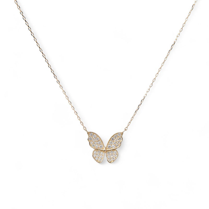 ダイヤモンド 蝶 ペンダントSK18YG　0.20ct 40cm