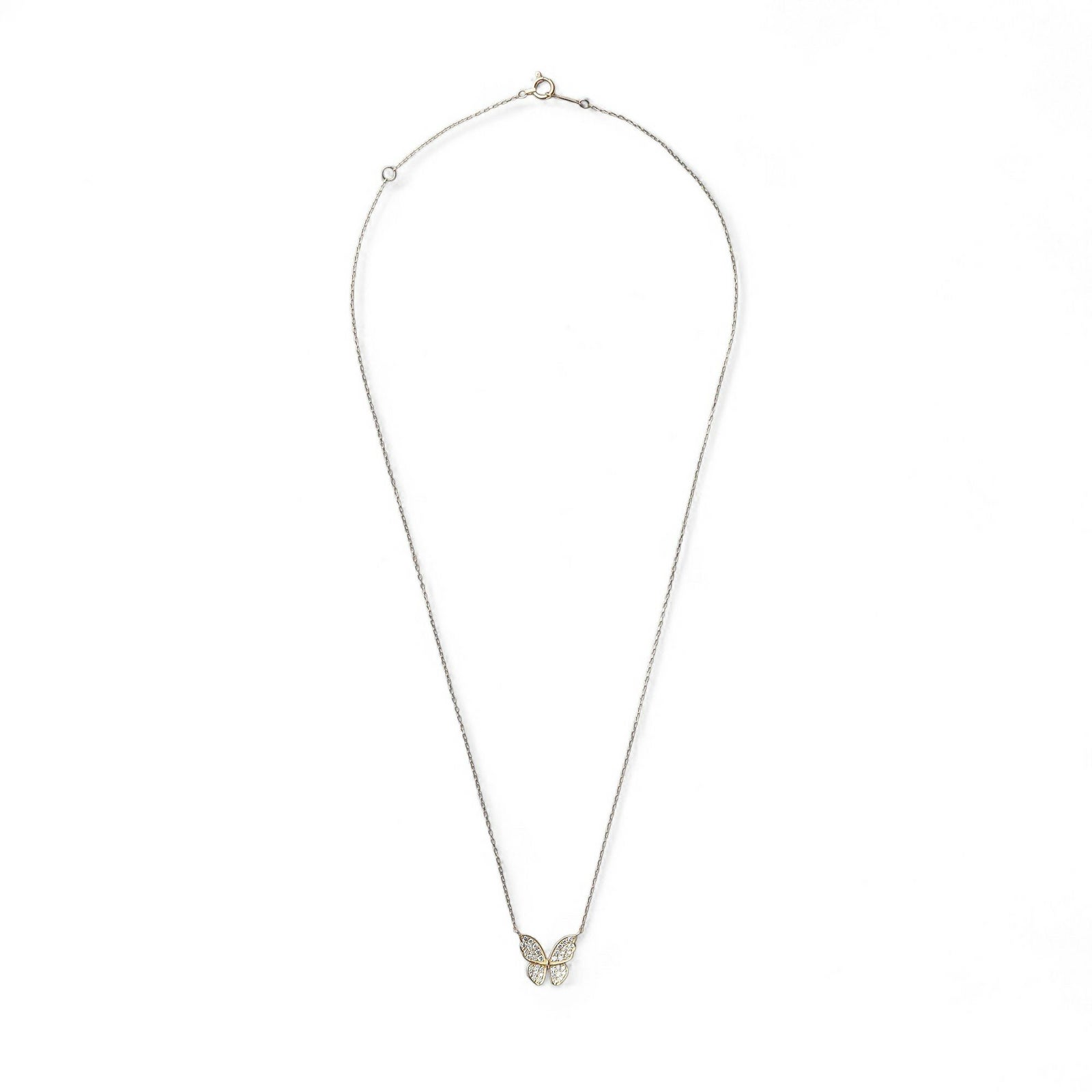 ダイヤモンド 蝶 ペンダントSK18YG　0.20ct 40cm