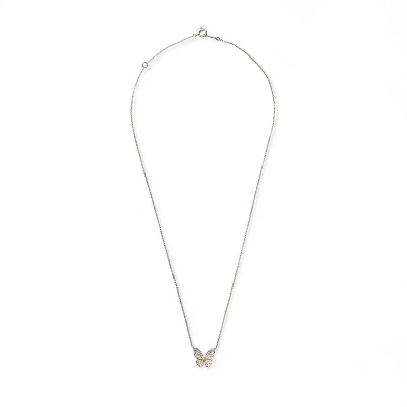 ダイヤモンド 蝶 ペンダントSK18YG　0.20ct 40cm