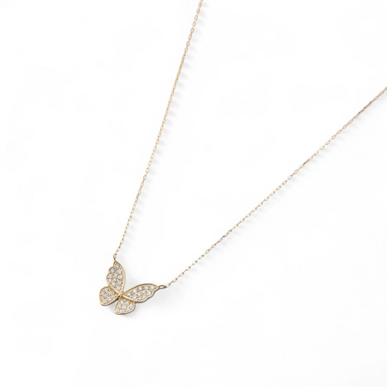 ダイヤモンド 蝶 ペンダントSK18YG　0.20ct 40cm