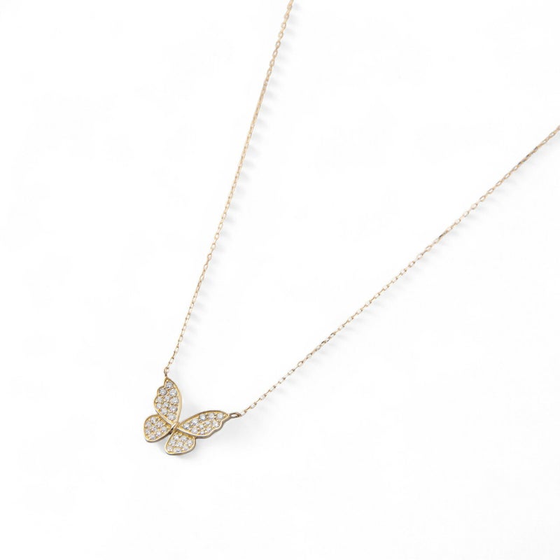ダイヤモンド 蝶 ペンダントSK18YG　0.20ct 40cm