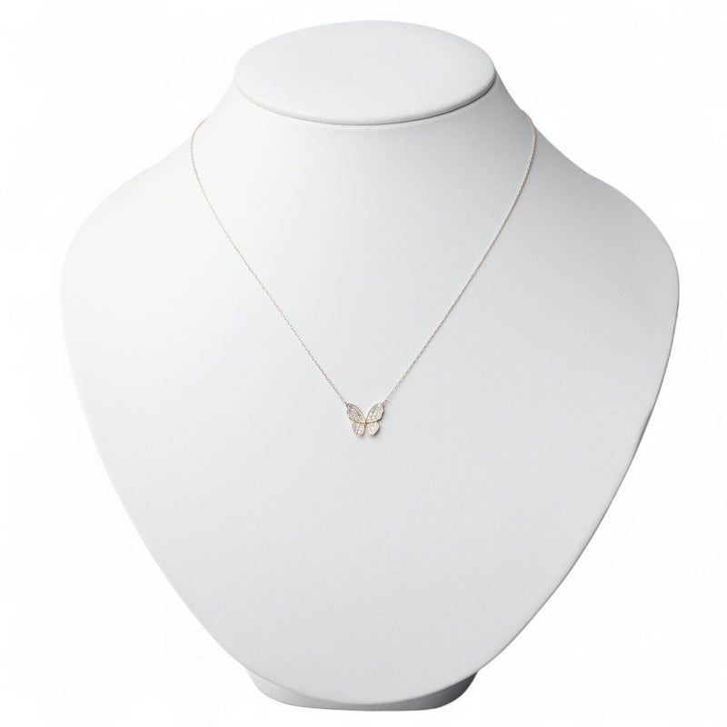 ダイヤモンド 蝶 ペンダントSK18YG　0.20ct 40cm