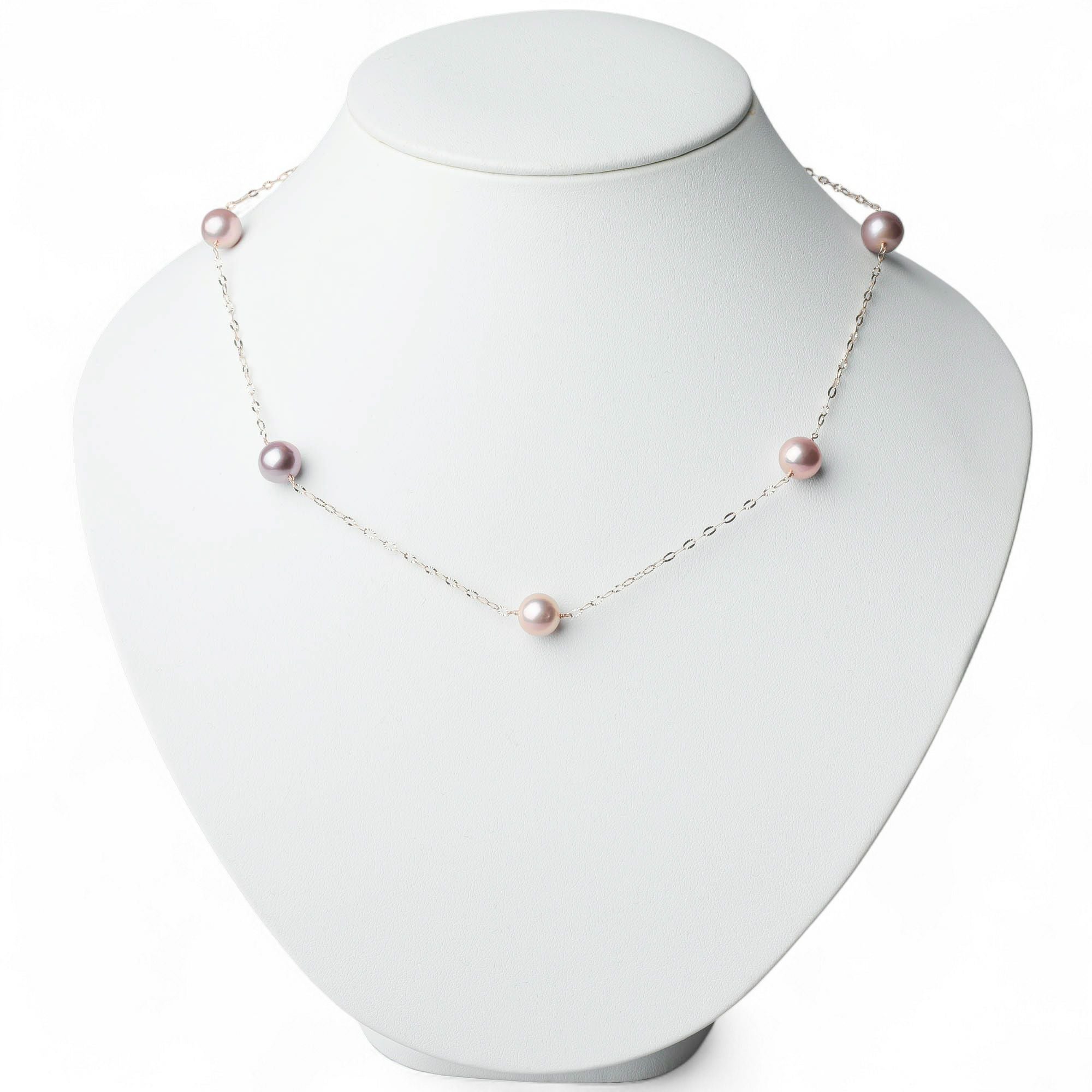 WEB限定】plumberry 淡水真珠 ステーションネックレス 8-9mmUP K10YG