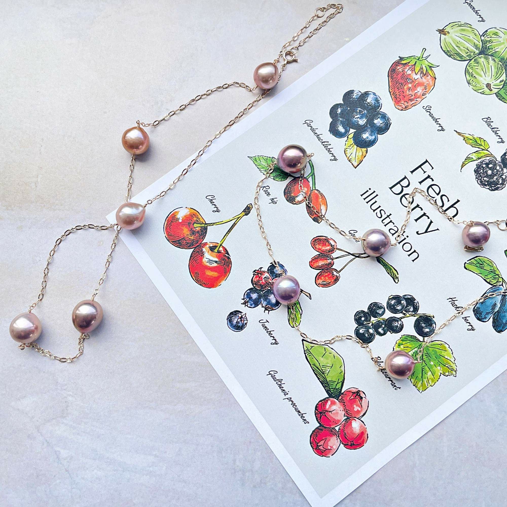 WEB限定】plumberry 淡水真珠 ステーションネックレス 8-9mmUP K10YG