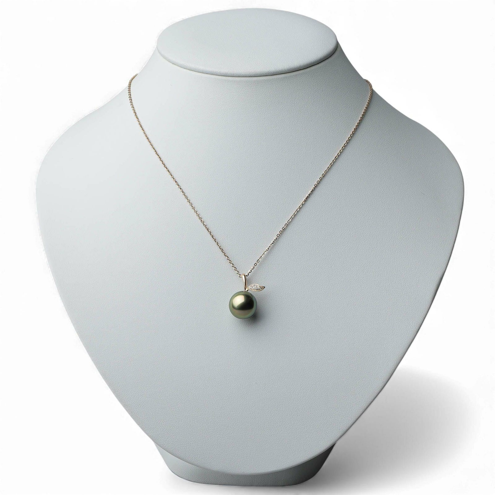 Pistachio タヒチ黒蝶真珠 ペンダントトップ　12mmUP K18YG　リンゴ