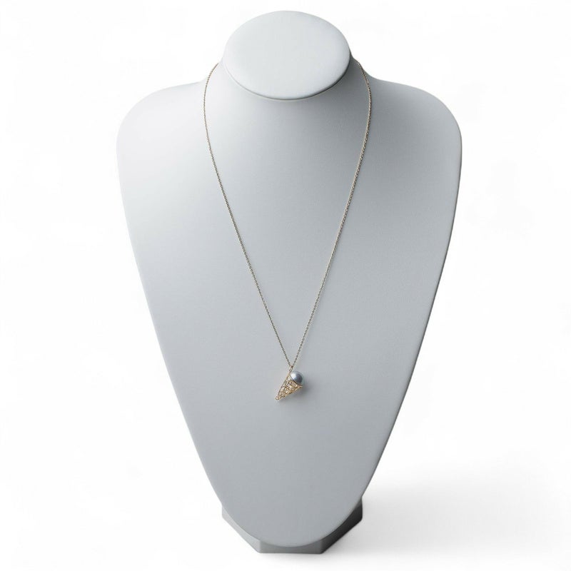 マベ真珠　ペンダントトップK18YG ブルー アイスクリーム