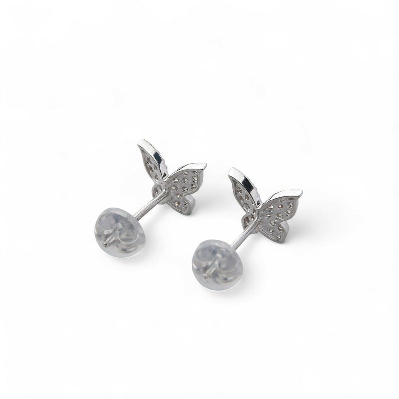 ダイヤモンド 蝶 ピアスK18WG　0.08ctx2