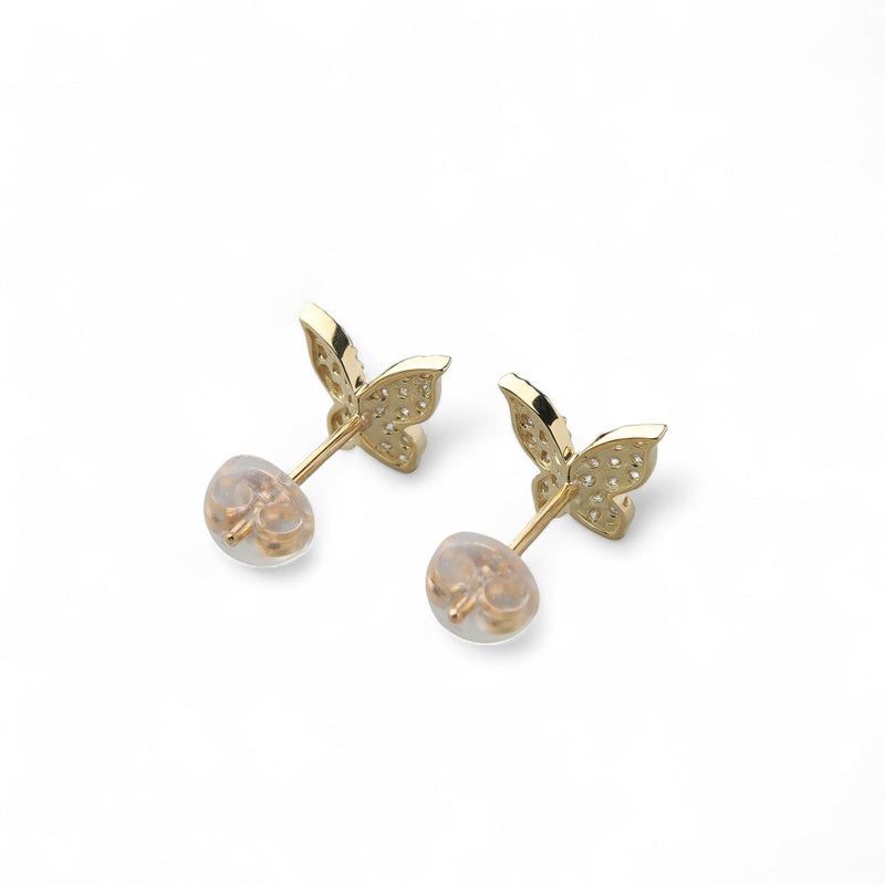 ダイヤモンド 蝶 ピアス K18YG　0.08ctx2