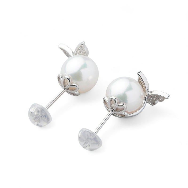 あこや真珠 蝶 ピアス7.5-8.0mm K18WG