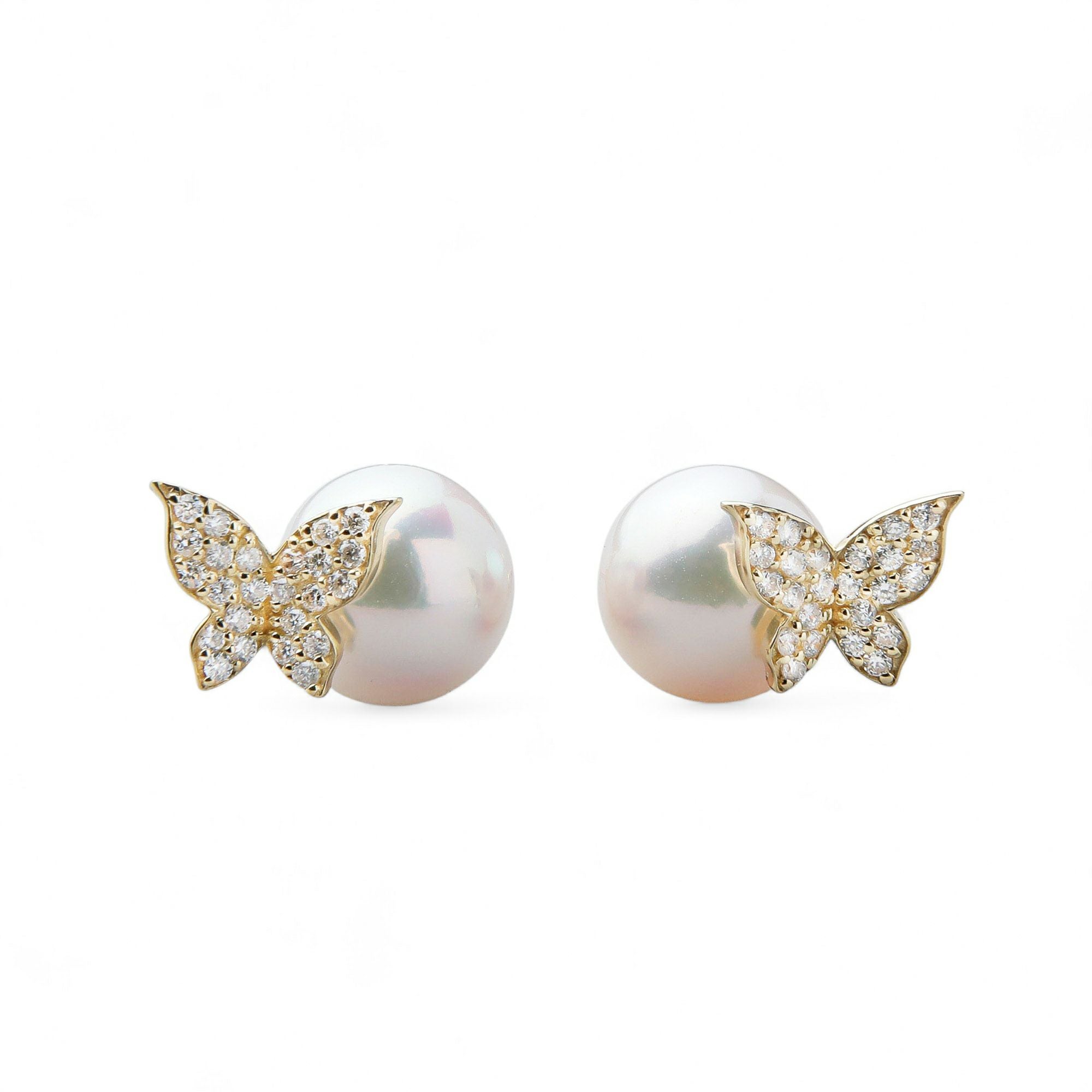 petit amie あこや真珠 蝶 ピアス 7.5-8.0mm K18YG | WSP（ダブル
