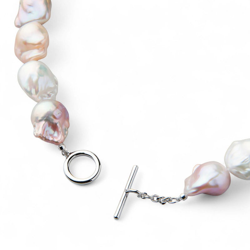 淡水バロック真珠 ネックレス15×18mm ピンク -Unique+-