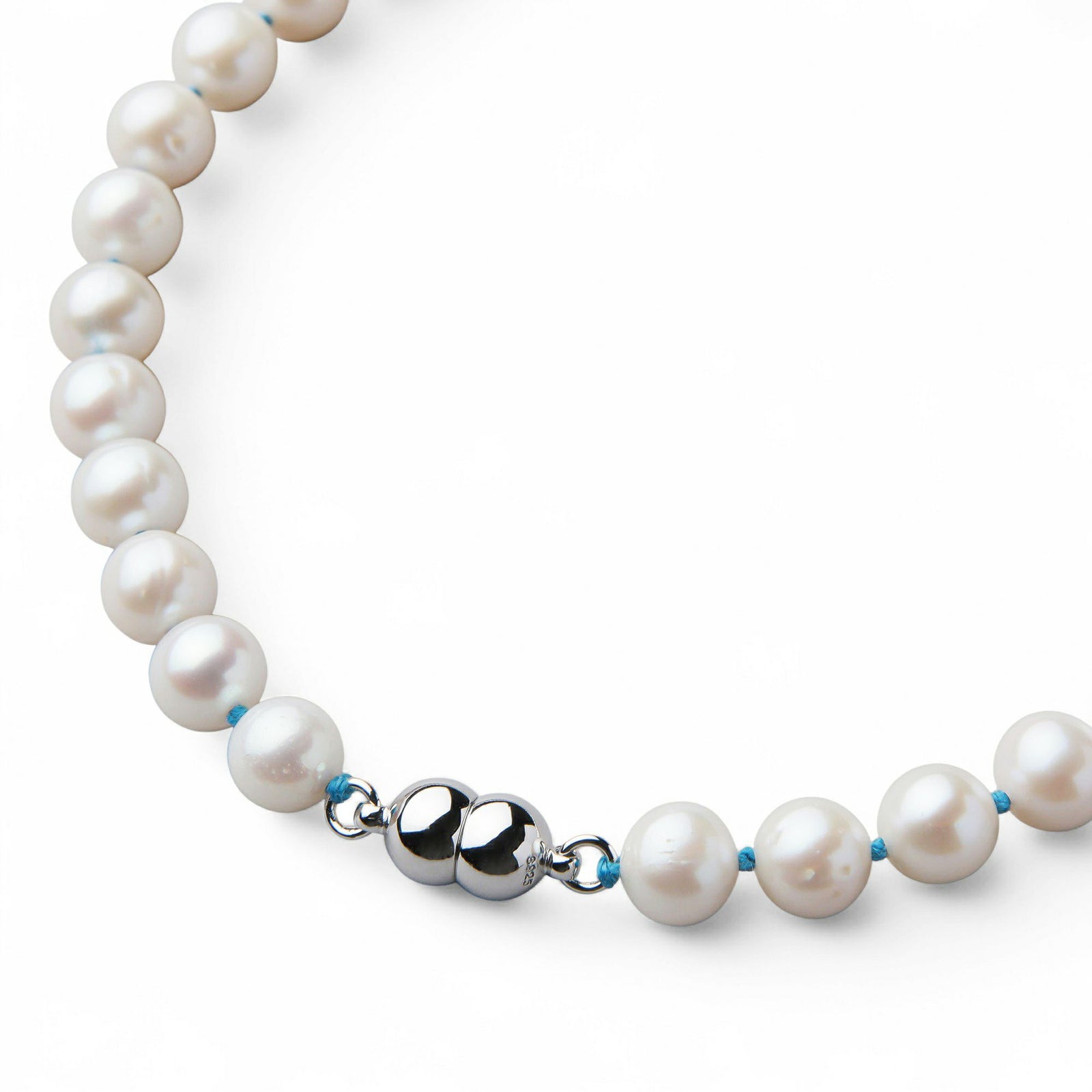 淡水真珠 カラーノットネックレス　7.5-8.0mm ブルー