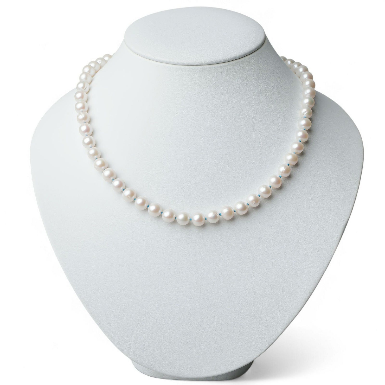 淡水真珠 カラーノットネックレス　7.5-8.0mm ブルー