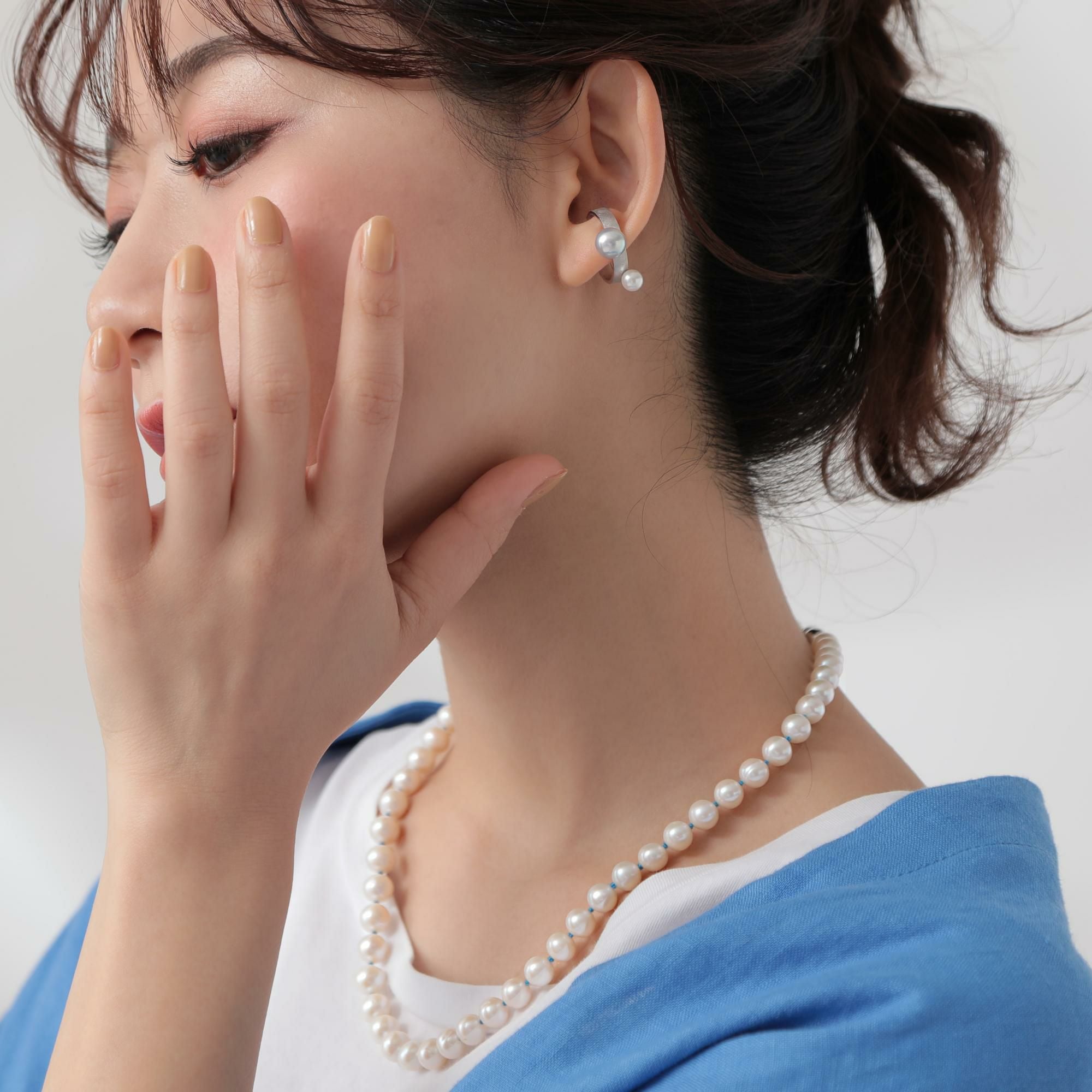 WEB限定】淡水真珠 カラーノットネックレス 7.5-8.0mm ブルー | WSP