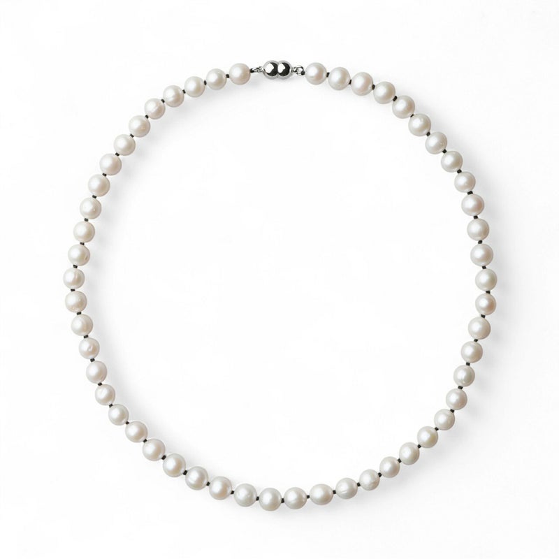 淡水真珠 カラーノットネックレス　7.5-8.0mm ブラック