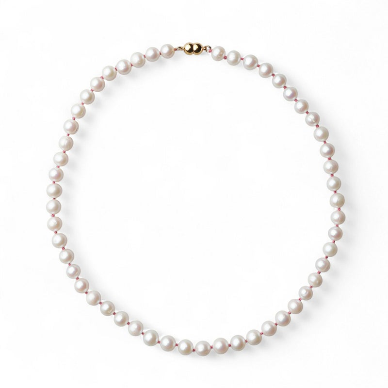 淡水真珠 カラーノットネックレス　7.5-8.0mm ピンク