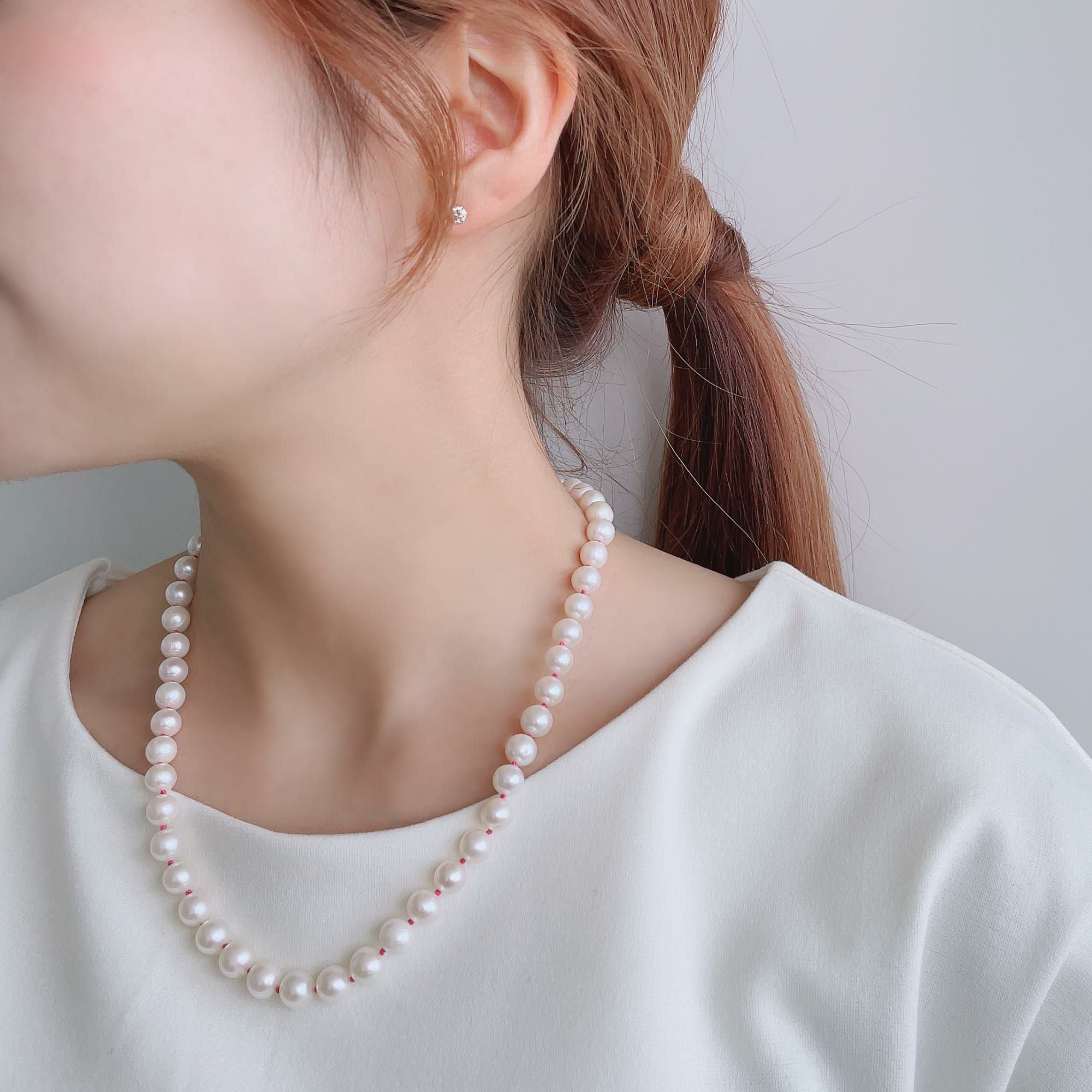 WEB限定】淡水真珠 カラーノットネックレス 7.5-8.0mm ピンク | 淡水