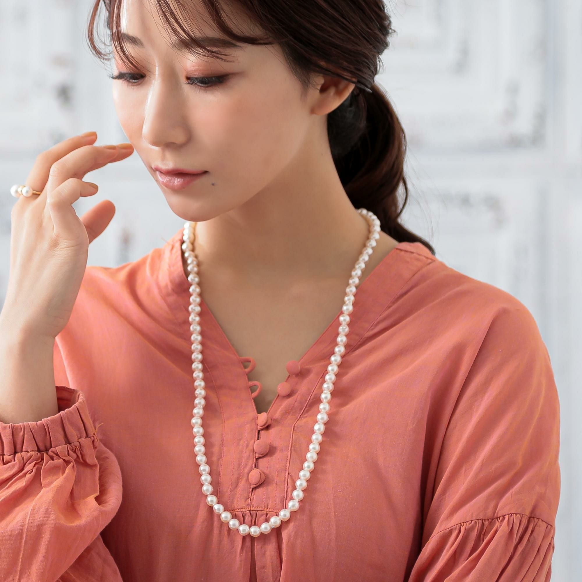 あこや真珠 ロングネックレス7.5-8.0mm バロック 80cm | 7.0-8.0mm