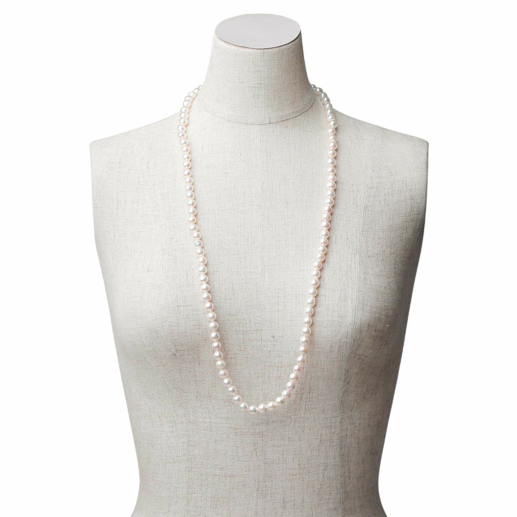 あこや真珠 ロングネックレス7.5-8.0mm バロック 80cm | 7.0-8.0mm