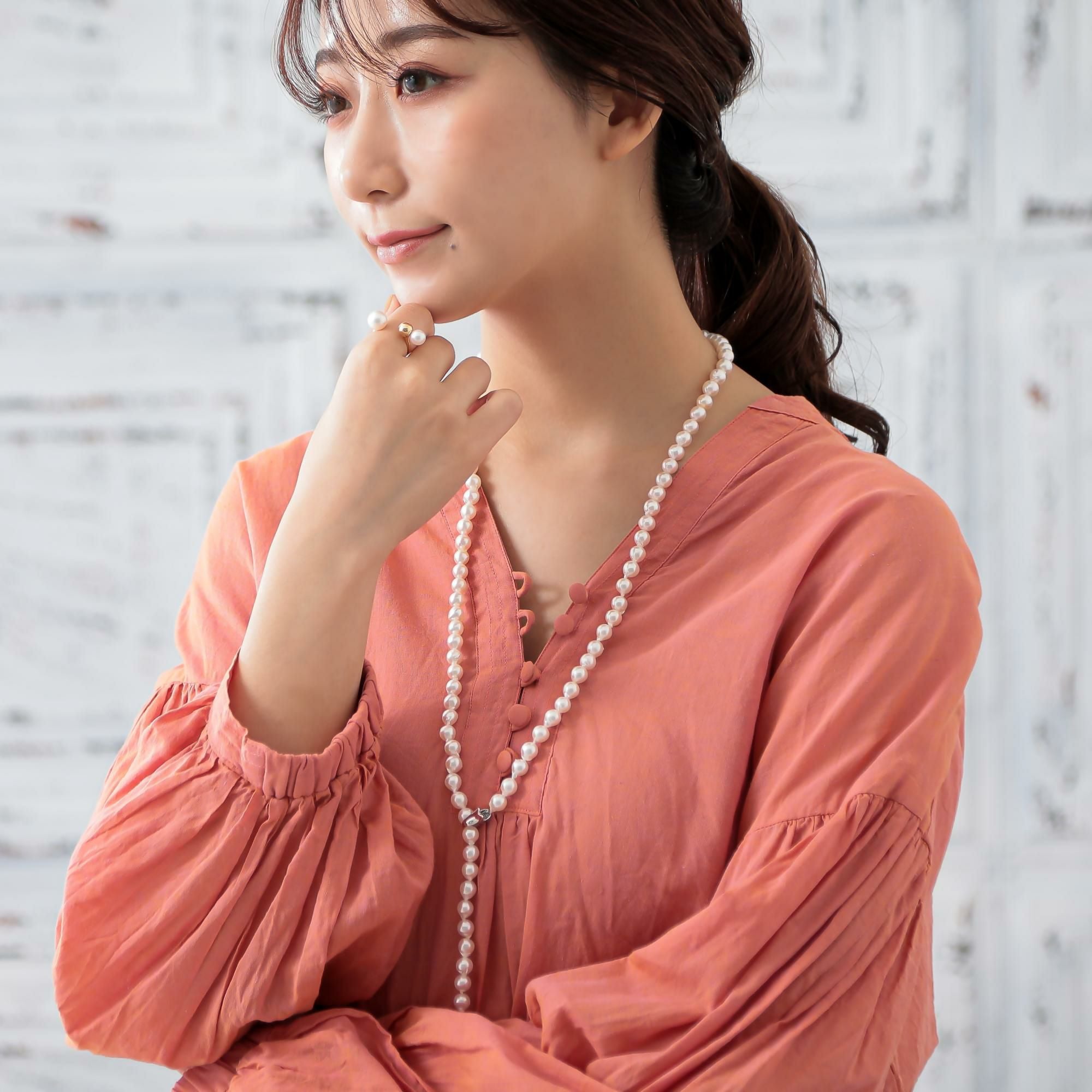 あこや真珠 ロングネックレス7.5-8.0mm バロック 80cm | 7.0-8.0mm