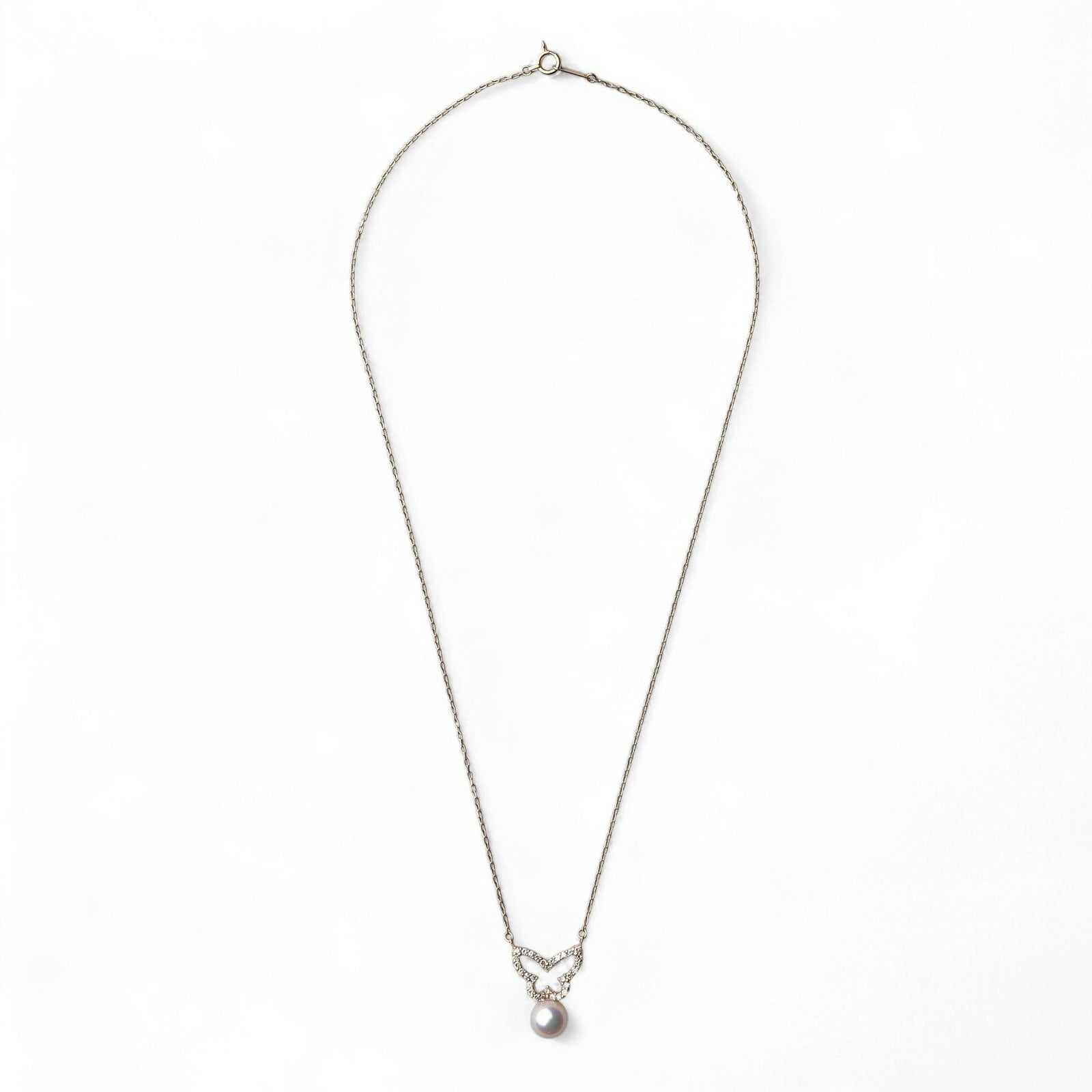 あこや真珠 蝶 ペンダント7.5-8.0mm K18YG