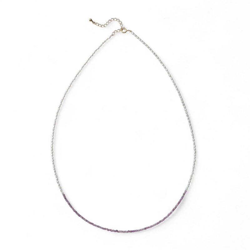 淡水真珠/スタールビー ネックレス　2.0-2.5mm ケシ