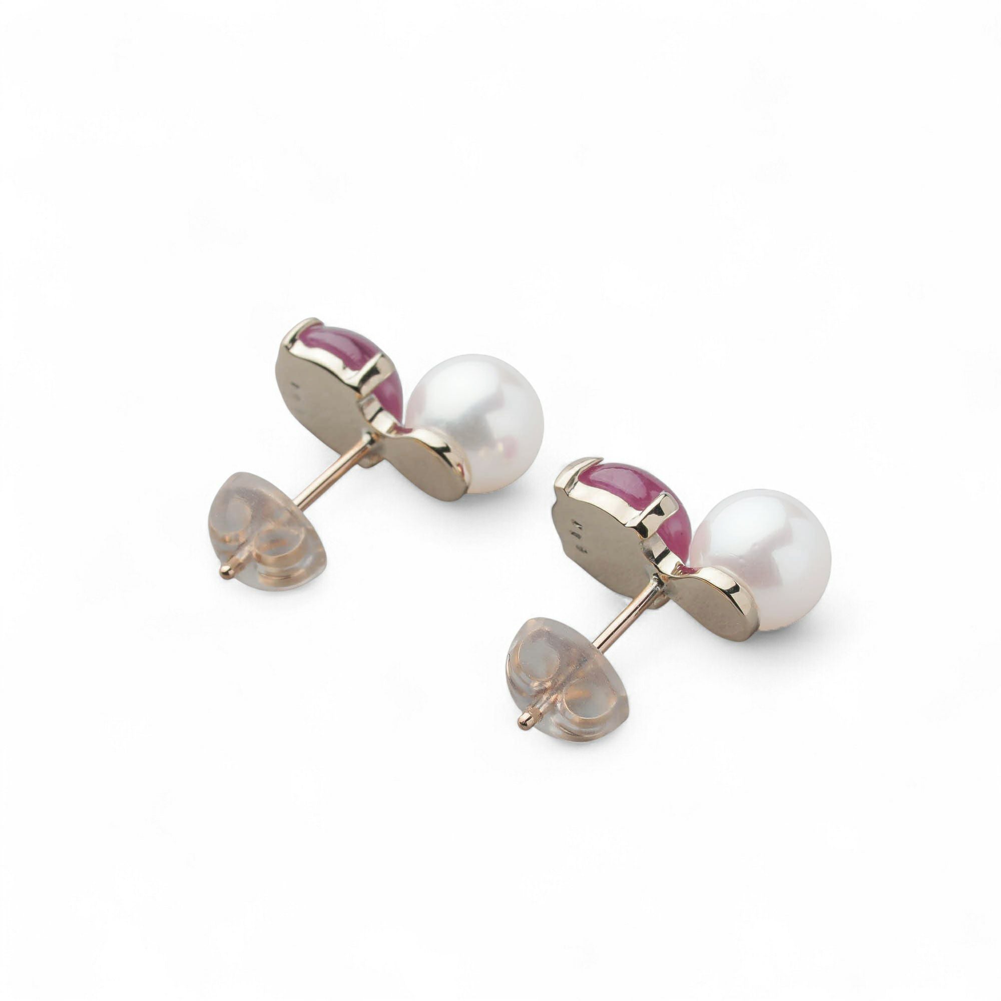 WEB限定】あこや真珠×スタールビー ピアス 5.5-6.0mm/6mmUP K10YG