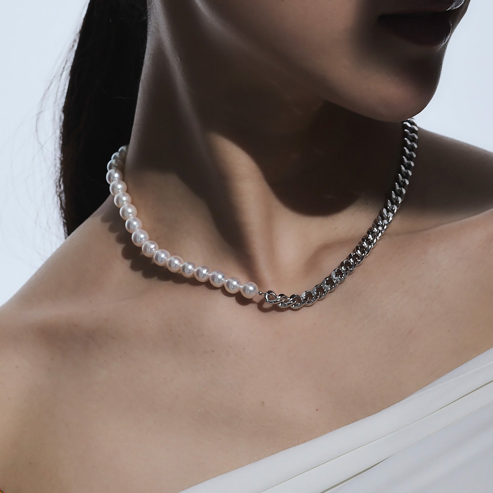 MARLENA あこや真珠 ハーフチェーンネックレス　7.5-8.0mm  SILVER925